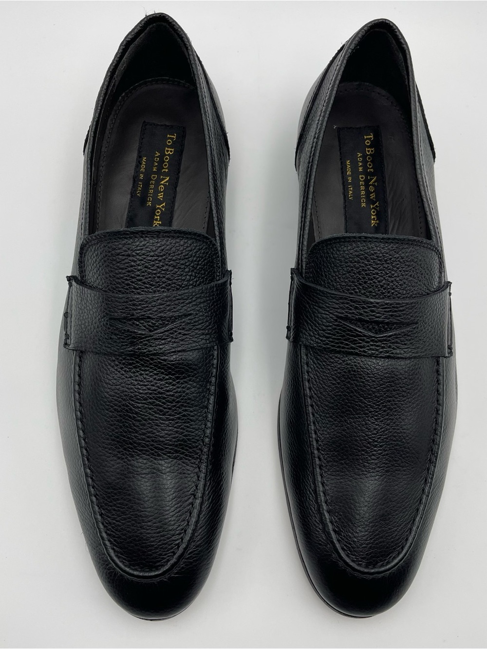 TO BOOT NEW YORK “DEVILLE” -SZ 12-Black pebbled Leather- Penny Loafers MSRP $450 - Picture 9 of 16